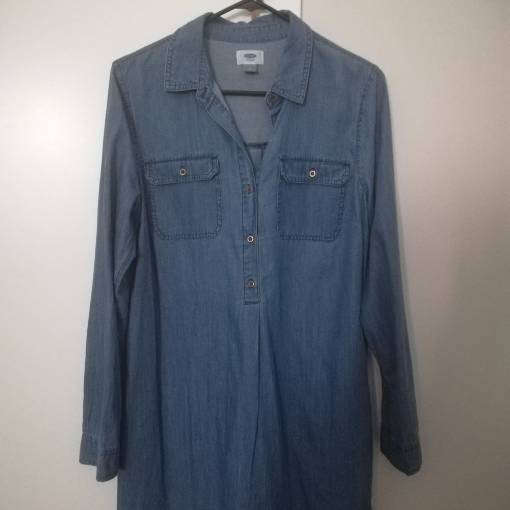 Old Navy Chambray Long Sleeves Shirt Dress Size M